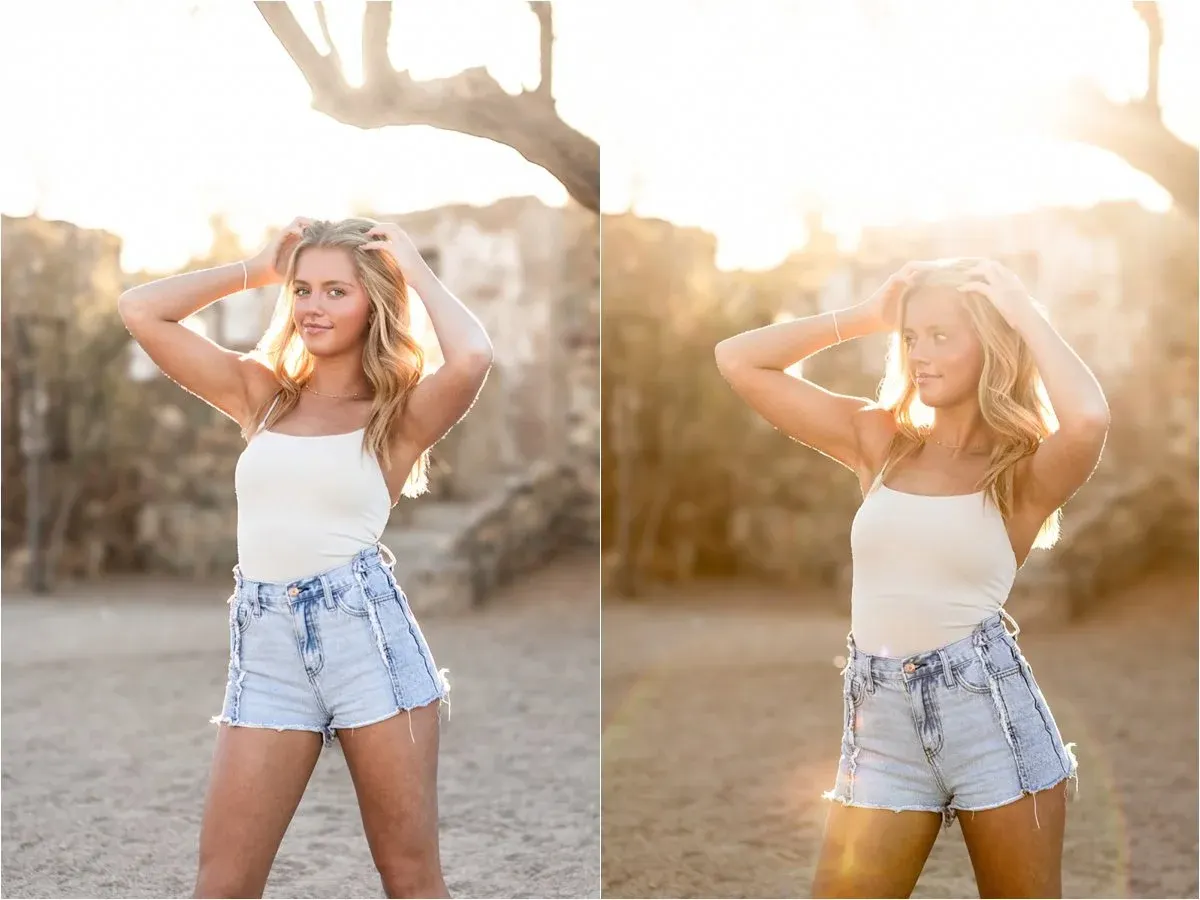 Senior girl in denim shorts in the Arizona desert