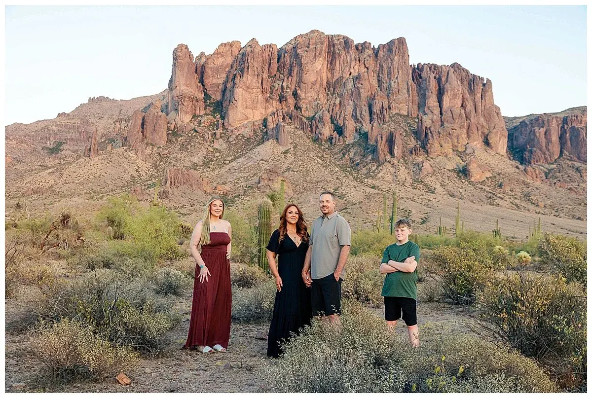 Sunset Family Photos at Lost Dutchman State Park: A Vacation Session to Remember