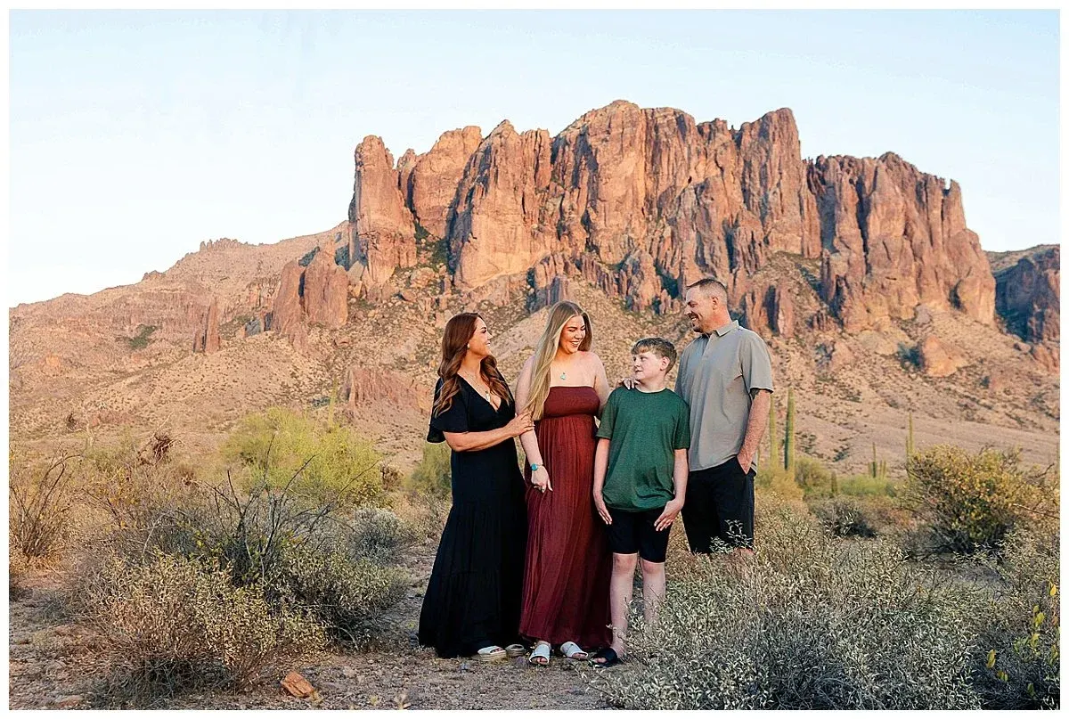 Vacation family session below the Superstition Mountains