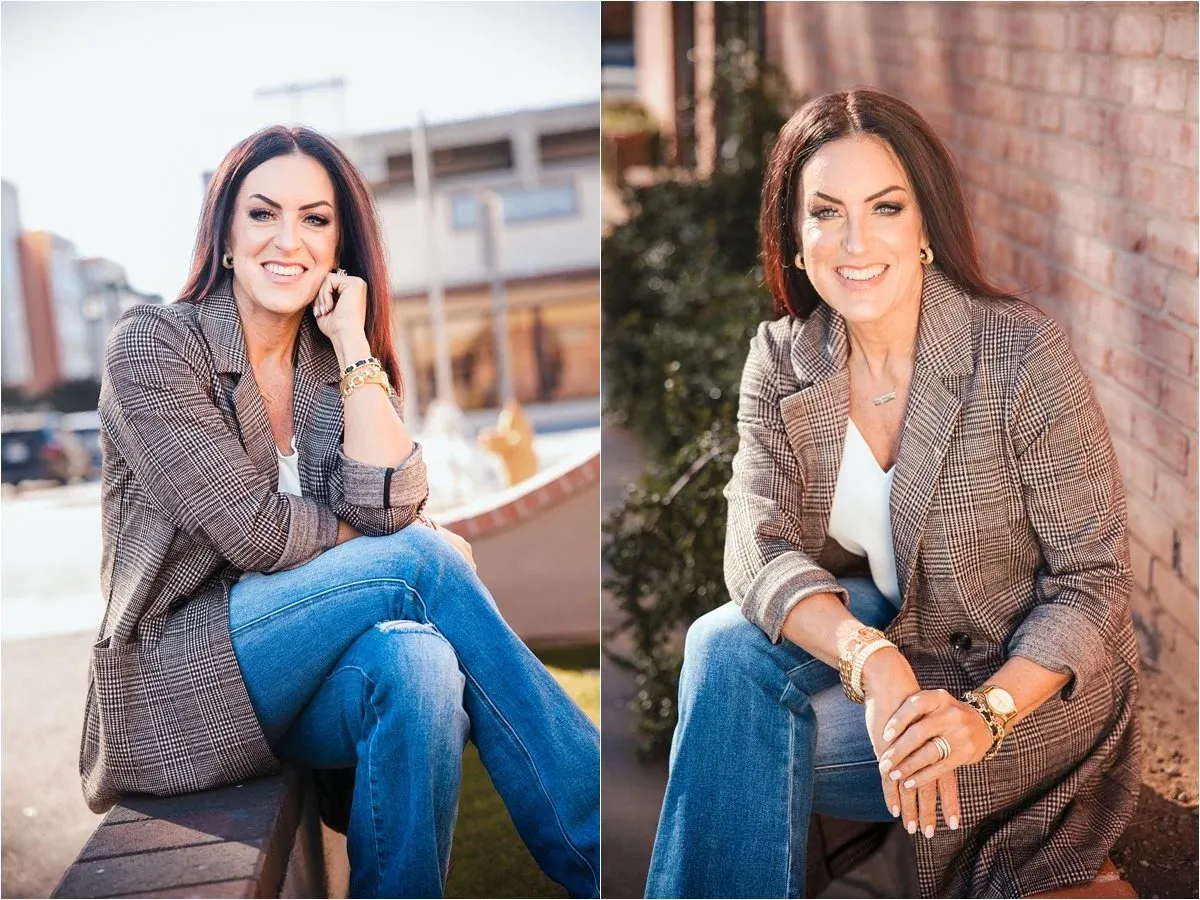 Headshots of a Chandler real estate agent in a plaid blazer