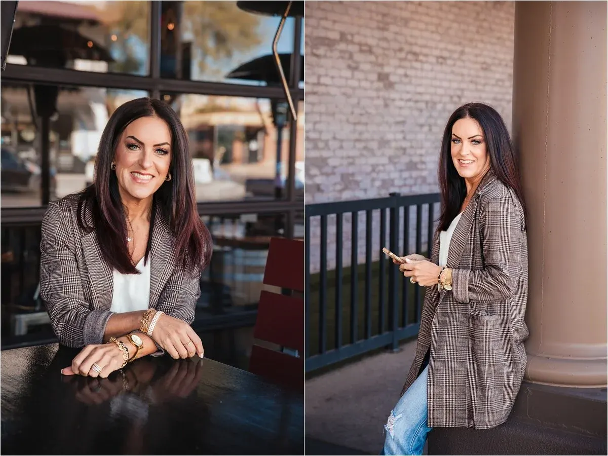 Realtor headshots on a staircase in downtown Chandler