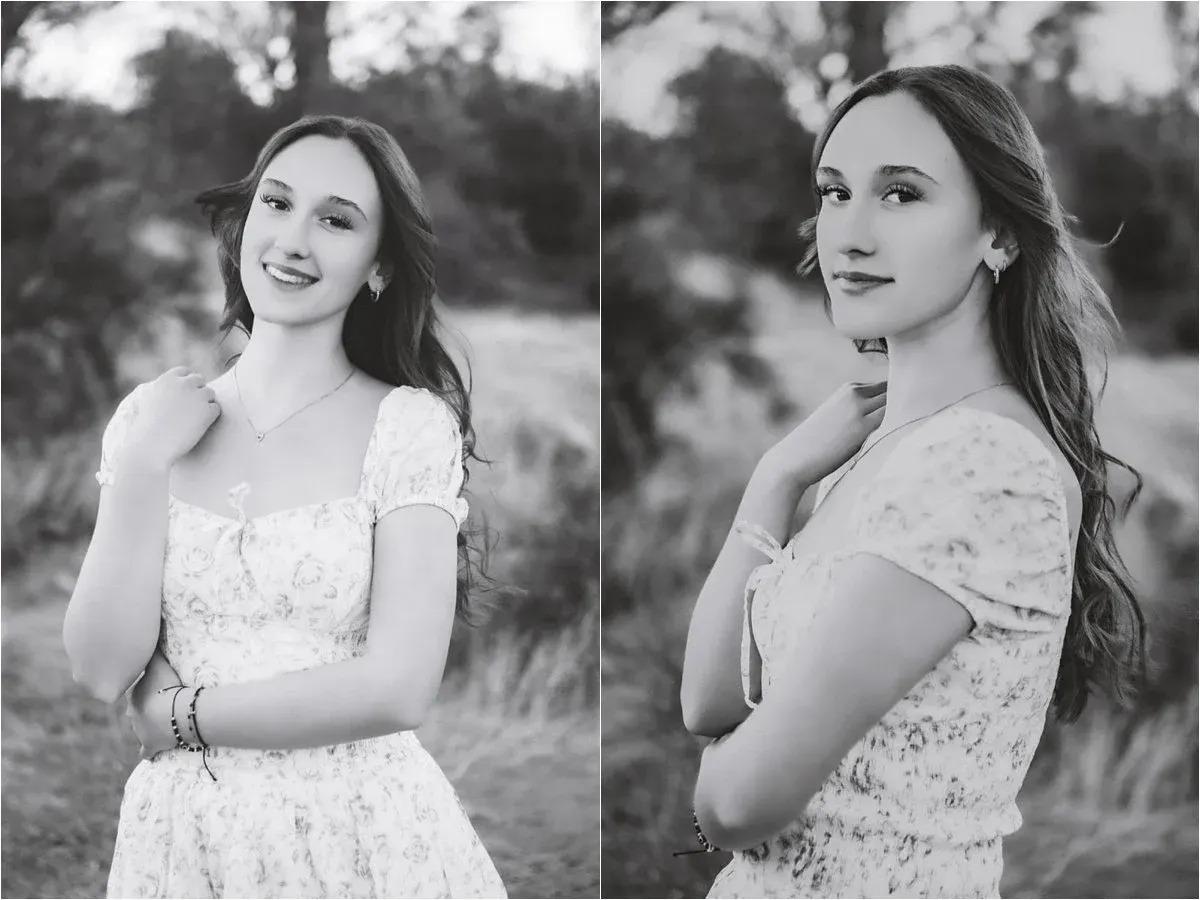 Black and white senior portraits